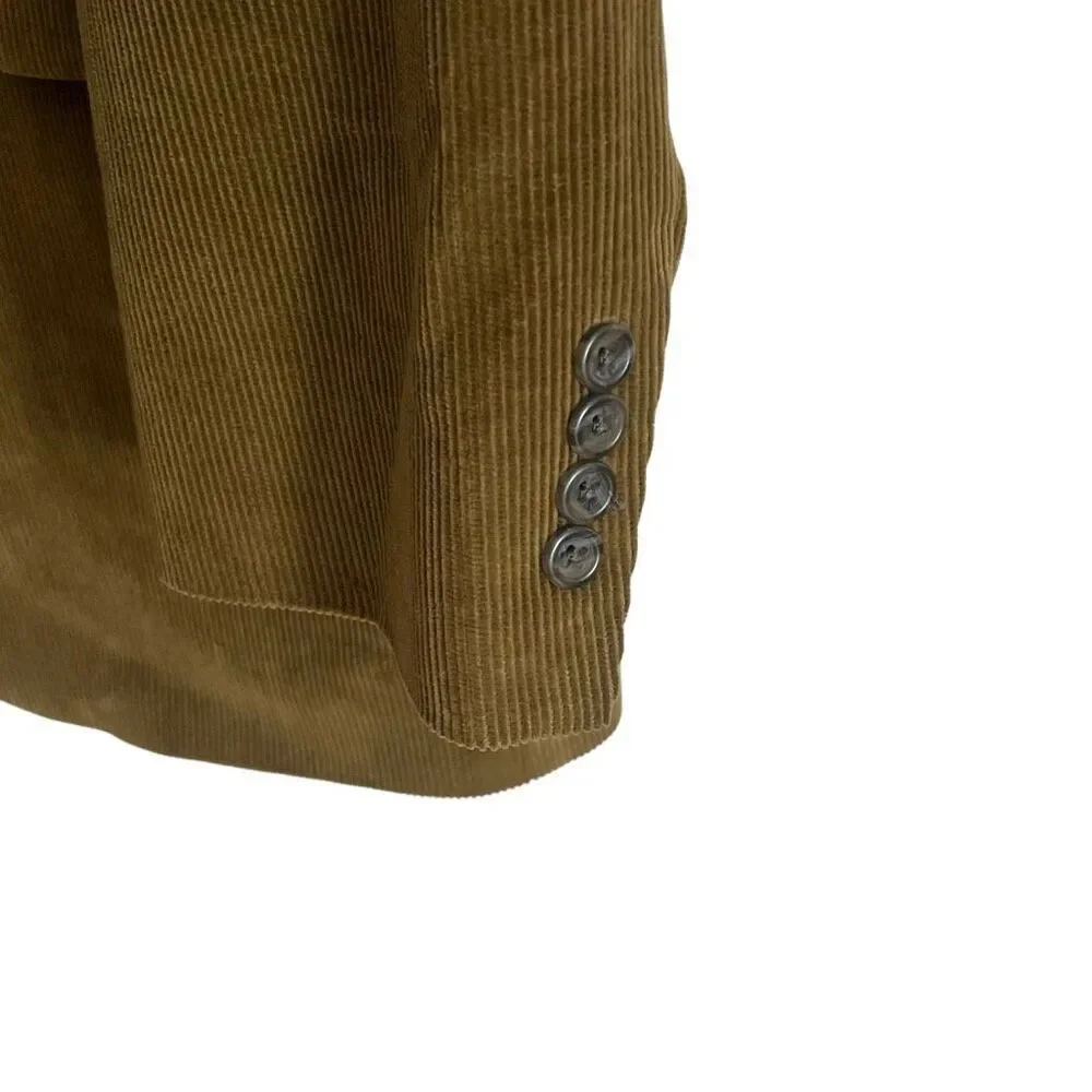 Lands' End Corduroy‎ Notch Lapel Two-Button 100% Cotton Blazer Tan Size 43L